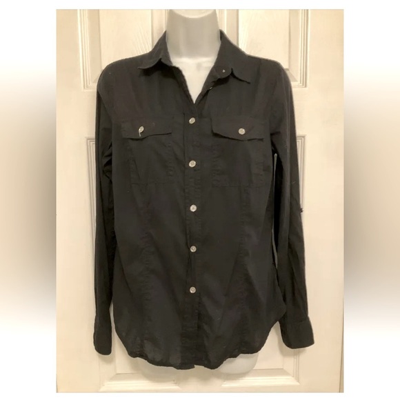 MICHAEL Michael Kors Tops - Michael Kors Women’s Black Button Down Rolled Tab Sleeve Top Size S